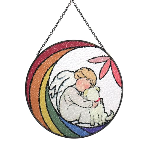 Gedenkgeschenk für Hunde aus Buntglas, Regenbogenbrücke, Gedenkgeschenk für Hunde, Trauergeschenk für Hunde, Gedenkgeschenk für Hunde, Gedenkgeschenk für Hunde, Haustier-Gedenkgeschenk, von FOUR ANGELS