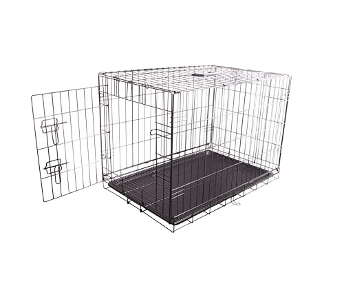 FOURPAW Robuste, faltbare Hundebox aus Metalldraht mit Tablett, Einzeltür, 35,6 x 22 x 24,5 Zoll, Schwarz von FOURPAW