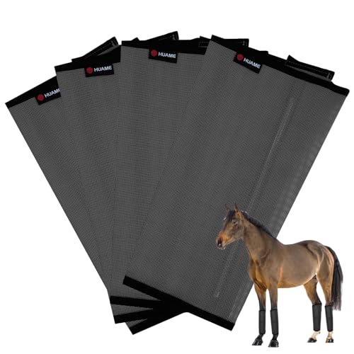 FOXLVDA Fliegengamaschen für Pferde, reduzieren Hufschäden und Ermüdung der Beine, atmungsaktives Kunststoffnetz-Design, Grau, 4 Stück von FOXLVDA