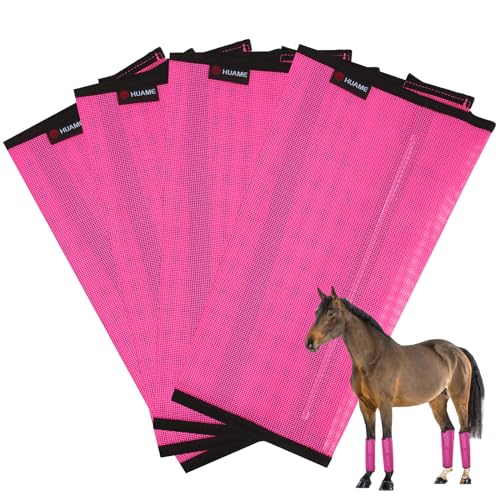 Fliegengamaschen für Pferde, reduzieren Hufschäden und Ermüdung der Beine, atmungsaktives Kunststoffnetz-Design, Rosarot, 4 Stück von FOXLVDA
