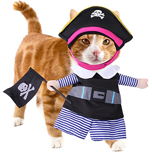 FPGEAR Piratenkostüm für Haustiere | Langlebiges Katzen-Piratenkostü mit Hut - Niedliche Katzen-Requisitenkleidung für Halloween-Weihnachtsfeier-Accessoires von FPGEAR