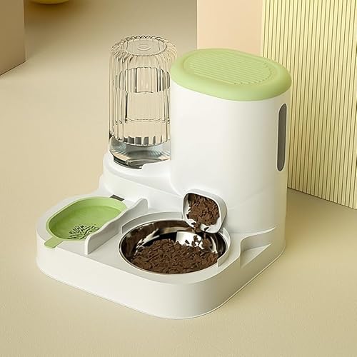 FQDZ Katzennapf, Wasserfutter, All-in-One-Haustier-Futterspender, Wasserspender, Katzen- und Hundezubehör, Grün von FQDZ