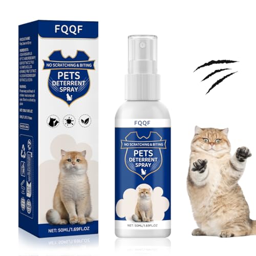 FQQF Katzenabwehrspray,Anti Kratz Spray Katzen,Natürliche Inhaltsstoffe,Katzenabwehrmittel für Innen und Außenbereich,Nicht Reizend und Rückstandsfrei,Against Urination&Scratching,50ml von FQQF