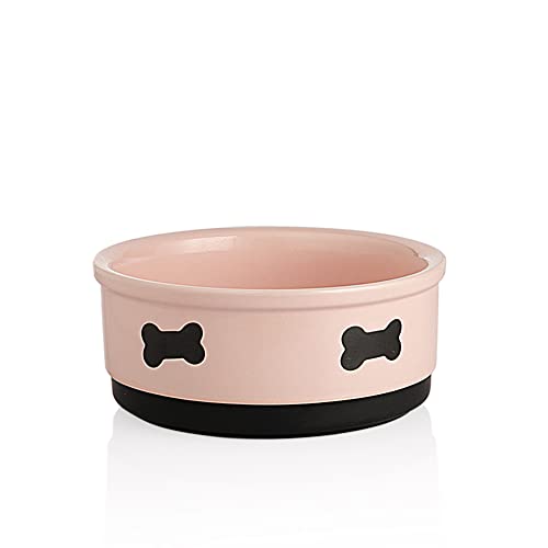 Sweejar Ceramic Dog Bowls with Bone Pattern, Dog Food Dish for Medium Dogs, Porcelain Pet Bowl for Water 35 FL Oz (Pink) von Sweejar