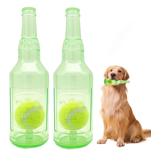 FRANCISUN Flaschenkauspielzeug für Hunde, interaktive Kunststoffflasche mit Ball, Spielzeug für Hunde, Kunststoffflasche, Spielzeug für Hunde (groß, 2 Stück - C) von FRANCISUN