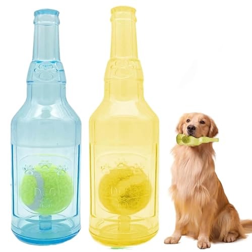 FRANCISUN Flaschenkauspielzeug für Hunde, interaktive Kunststoffflasche mit Ball, Spielzeug für Hunde, Kunststoffflasche, Spielzeug für Hunde (groß, 2 Stück - a) von FRANCISUN