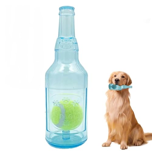 FRANCISUN Flaschenkauspielzeug für Hunde, interaktive Kunststoffflasche mit Ball, Spielzeug für Hunde, Kunststoffflasche, Spielzeug für Hunde (groß, blau) von FRANCISUN