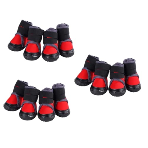 FRCOLOR 3er-Set – Hundeschuhe Warm Für Draußen Mit Greifern Rot Größe 45 Bequem Atmungsaktiv Für Haustiere 4 Stück X 3 von FRCOLOR