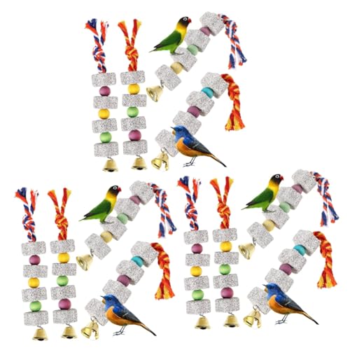 FRCOLOR 12 STK Backenzahn Vogelschnabelschleifstein Mit Glocke Schnabelschleifsteinpapagei Großes Papageienspielzeug Hängespielzeug Für Käfige Papageienfutter Knochen Der Vogel von FRCOLOR