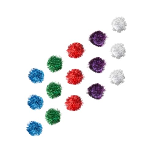 FRCOLOR 15st Glitzerkugeln Katzenbälle Kätzchenspielzeug Funkelndes Katzenspielzeug Katzenspielzeugbälle Lametta Kugeln Katze Pom Pom Kugeln Glitzer Pompons Snacks Für Hunde Kaschmir Sport von FRCOLOR