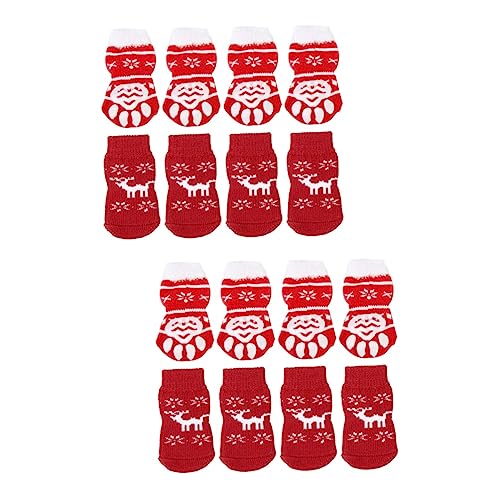 FRCOLOR 16 STK Hundesocken mit Griffen Weihnachten Haustier Welpen greifen sockenschuhe weihnachtssocken Baumwollsocken für Haustiere Flauschige Füllstoff thermische Socken Kasten Kind von FRCOLOR