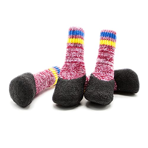 FRCOLOR 2 Paar Thermische Socken rutschfeste Stiefeletten Für Hunde Hundesocken Socken Mit Hundegriff Weihnachtshundekleidungszubehör Strumpffüller Für Welpen Welpenschuhe Winter von FRCOLOR