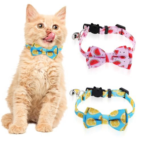 FRCOLOR 2 STK Obsthalsband Für Haustiere Süßes Katzenhalsband Abreißbares Katzenhalsband Katzenhalsbänder Mit Fliege Glockenhalsband Wassermelone Kettenblatt Polyester von FRCOLOR