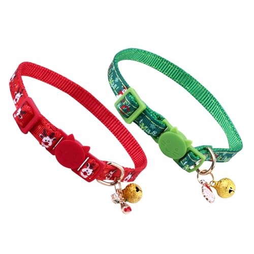 FRCOLOR 2st Haustier Katzenhalsband Katze Dekorative Halskette Weihnachtsleinen Hunde Weihnachtliche Hundeleine Rotes Haustierhalsband Hundehalsband Kleider Tuch Mein Hirsch Glockenförmig von FRCOLOR