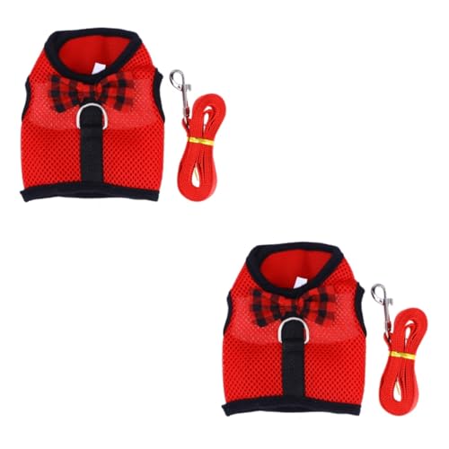 FRCOLOR Laufweste 2St Hundeweste Laufgeschirr Leine Fliegender Vogel Häschen Tanktops Haustiergeschirr mit Leine Haustier Geschirr Kleidung Gürtel einstellen Frettchen rot Halloweenkostüm von FRCOLOR