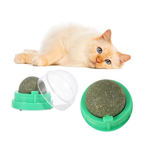 FRCOLOR 2St Katze Katzenminze Kauspielzeug Twerking-Spielzeug Spielzeuge Katzenbissball Ballspielzeug zum Aufkleben an der Wand Schüttgut Snacks für Katzen Minzkugeln Süssigkeit rotieren von FRCOLOR