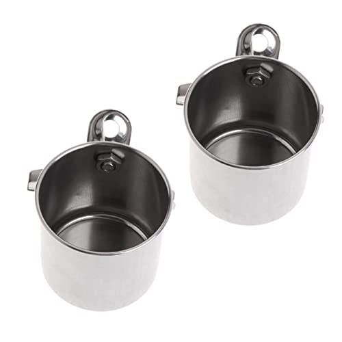 FRCOLOR Papagei Vogel Wasser Feeder 2pcs Edelstahl Vögel Fütterung Schüssel Tragbare Käfig Tiernahrung Container von FRCOLOR