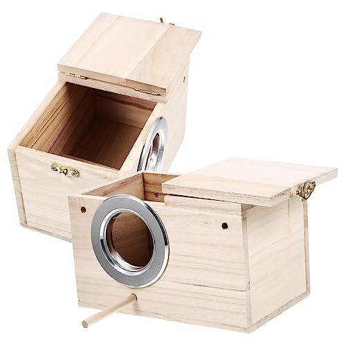 FRCOLOR 2St Vogelnest Vogelzubehör Haushaltsdekoration Dekoration Vogelkäfig Wohnkultur Geburtstagsgeschenk Vogel Zuhause Papagei Nistkasten Liebesbox Dekorationen schmücken hölzern von FRCOLOR