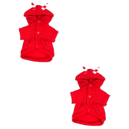 FRCOLOR 2St Welpenwinterkleidung für kleine Hunde Welpenkleidung Hundebedarf warme Hoodies Hundemantel Welpen-Hoodie niedlich Hundekleidung Einteilige Hose Jacke mit Hut rot von FRCOLOR