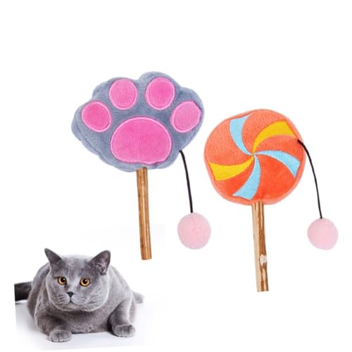 FRCOLOR Lutscher Spielzeug Spielzeug Für Haustiere 2St Katzen Haustier Katze Teaser Spielzeug Lutscher Handbuch Polygonum Holz Zauberstabspielzeug Interaktives Katzenspielzeug von FRCOLOR