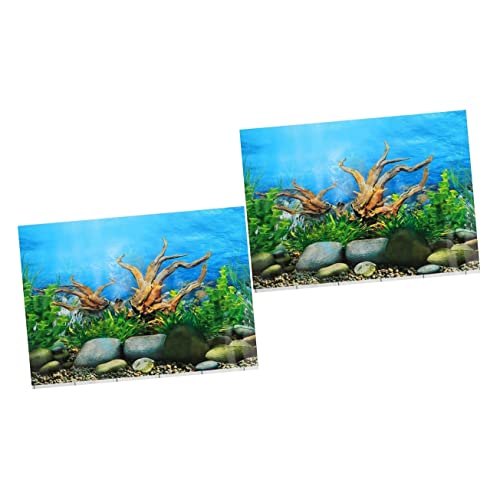 FRCOLOR 2st Aquarium-Hintergrund Aquarienverzierung Ozeanaufkleber Meerestapete -dekor Botanische Aufkleber Aquarium-Ornament Aquarienbild Anlage Vinyl Pflanze Dekorative Gemälde 5d von FRCOLOR