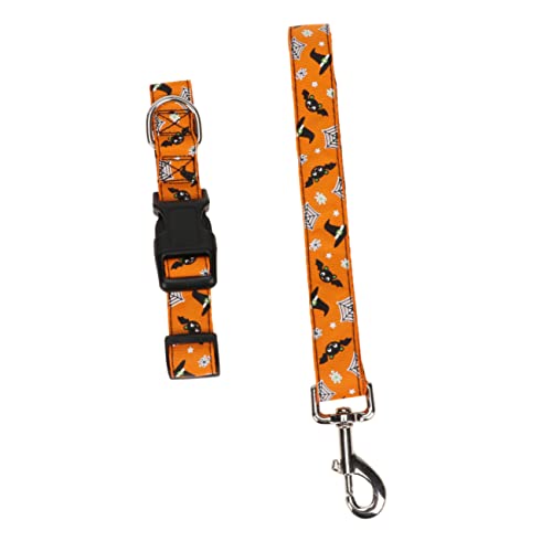 FRCOLOR 2st Halloween-haustierhalsbänder Hundegeschirr Und Leine Katzengeschirr Und Leine Halloween-hundehalsband Fledermaus Hundehalsband Halloween-hundeleine Stoff Kätzchen Kettenblatt von FRCOLOR