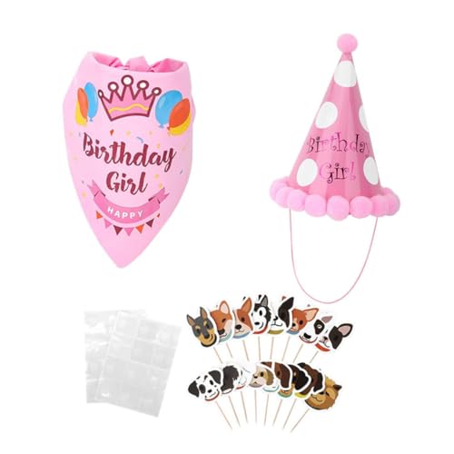 FRCOLOR 2st Spielzeug-Haustiere Hundebedarf Mädchenmütze Hundebandana 1. Outfit Kleines Welpenhalsband Geburtstag des Hundes Partyzubehör Für Mädchen Hündchen Europäisch Und Amerikanisch von FRCOLOR