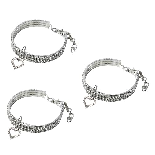 FRCOLOR 3 STK Glockenhalsband Für Welpen Kleines Hundehalsband Halsketten Für Hunde Strasskragen Hochzeitsschmuck Für Haustiere Haustier-Prinzessin-Kragen Charme Weiß Hundemarke von FRCOLOR