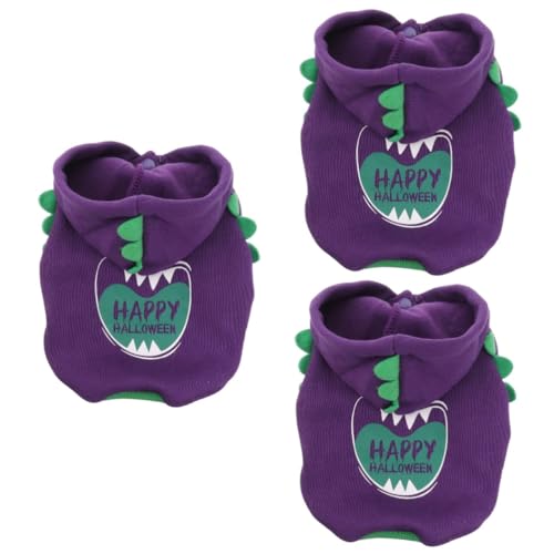 FRCOLOR 3 STK Halloween-haustierkleidung Halloween-haustiermantel Halloween-haustierbekleidung Hund-Halloween-Pullover Hunde-Fleece-Hoodie Polyester Violett Zweibeinige Kleidung Der Hund von FRCOLOR