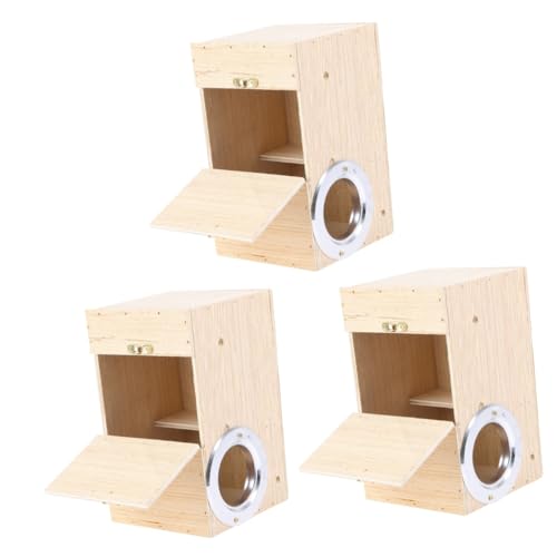 FRCOLOR Sittich 3 STK Vogelzuchtbox Zuchtfall Spielzeug für Sittiche vogelhaus Vogel Fütterer Holzzuchtkoffer Vogelbrüterei draussen Vogelfütterer Trinkbrunnen das Vogelnest Vögel von FRCOLOR