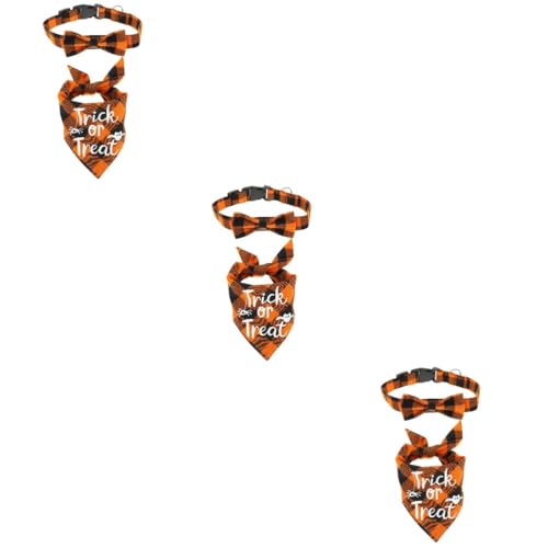 FRCOLOR 3 Sätze Halloween-dreiecksschal Kleines Welpenhalsband Trick Oder Halloween Hund Dreiecksschal Wiederverwendbarer Hundeschal Halloween-hundehalsband Krawatte Foto Baumwolle von FRCOLOR