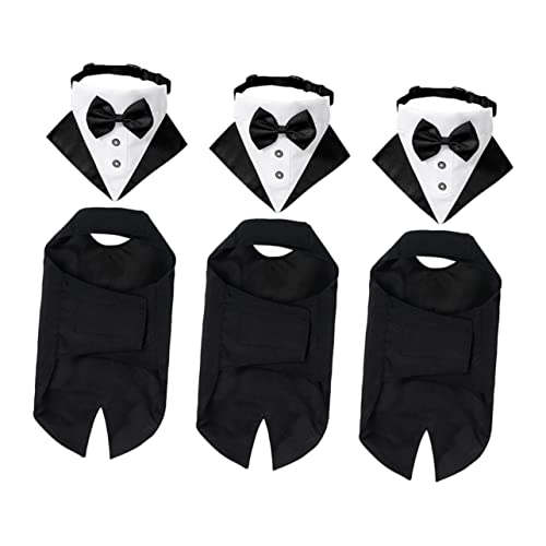 3 Sätze Hundeanzug Gentleman-Hundehemd Cosplay-Outfits Jungen-Shirt Anzüge formelle Hundekleidung formeller Hunde-Smoking Haustier Hund Schal Krawatte Passen einstellen Baumwolle von FRCOLOR