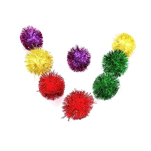 FRCOLOR 30 STK Katzenspielzeug Spielzeug für Kätzchen scrump plüsch Kätzchen-Spielzeug-Lametta-Bälle Kätzchen Pompons Spielzeuge Plüschtier Lametta Kugeln Katzenbälle Metall Katzenball von FRCOLOR