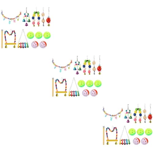 FRCOLOR 39 STK Vogel Spielzeug Hängeglocke für Sittiche Vogel hängendes Spielzeug Spielzeuge Kauspielzeug für Papageien Papageienkäfigspielzeug kauen die Schaukel Vogelkäfig hölzern von FRCOLOR