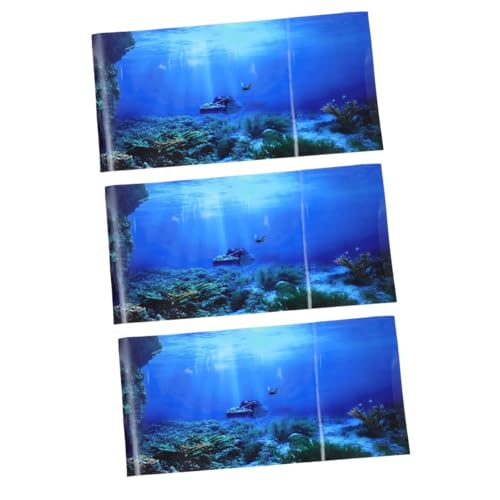 FRCOLOR 3St Aquarium Hintergrundpapier Fischbecken aus Glas Meeresdekor Aufkleber Aquarienbildverzierung selbstklebendes Aquarienbild verdicken schmücken Ornamente Dekorative Gemälde von FRCOLOR