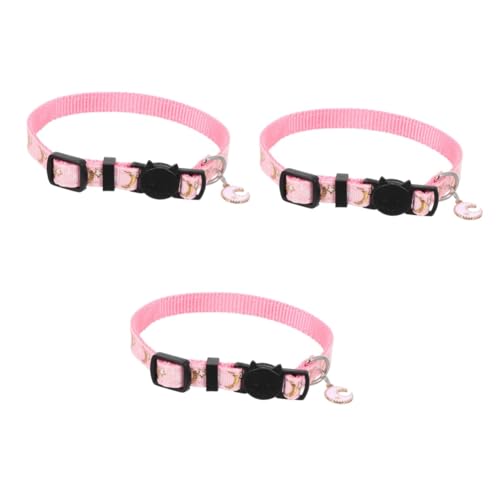 FRCOLOR 3st Haustierhalsband Haustier-kätzchenhalsband Individuelles Hundehalsband Rosa Halskette Haustier Katzenhalsband Mond-Halskette Welpenhalsband Superfeine Faser Kleiner Hund Binden von FRCOLOR