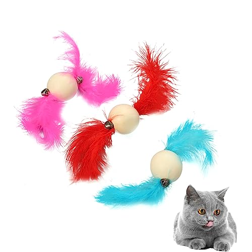 FRCOLOR 3st Feder Teaser Für Katzen Katzenfeder Teaser Haustier Federball Spielzeug Katze Mit Katze Holen Ballspielzeug Für Katzen Katzenspielzeug Kätzchen Spielzeug Beide Enden Katzenball von FRCOLOR