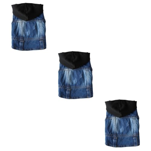 FRCOLOR 3st Tank-top-Bluse Jeansjacke Hundekostüme Für Große Hunde Bulldogge-Kleidung Arbeitsanzugblusen Gestrickte ützenkleidung Ärmelloser Hoodie Welpen-Outfits Mit Hut Herbstkleidung von FRCOLOR