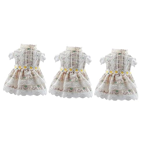 FRCOLOR 3st Geblümtes Prinzessinnenkleid Hundeprinzessin Kostüm Blumen Hund Sommerkleid Welpe Spitzenbekleidung Für Haustiere Schichtkleid Mit Chihuahua Polyester Katzennest Atmungsaktiv von FRCOLOR