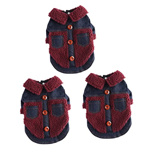 FRCOLOR 3st Kleidung Für Haustiere Felljacke Für Hunde Hundebekleidung Abriebfeste Hundejacke Hundemantel Welpenmantel Hund Kältefestes Kostüm Hundemäntel Polyester Jeans Der Hund von FRCOLOR