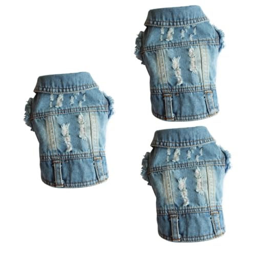 FRCOLOR 3St Welpenmais Haustierkleidung Weste für Hunde Tanktops Winter Kleid Muskelshirt Denim-Hundewesten Haustier Hund Jacke Frühling und Herbst Winterkleidung Jeansweste kleine Weste von FRCOLOR