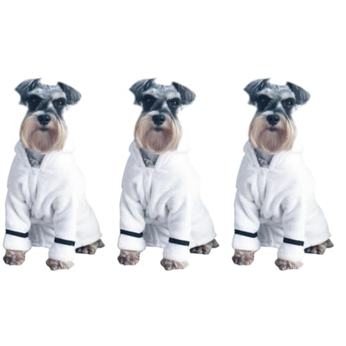 FRCOLOR 3st Schnell Trocknendes Handtuch Hundemantel Handtuch Bademantel Mittleres Hundebad Hundehandtuch Hunde-Pyjama Hunderobe Kapuzenhandtuch Welpen Handtuch Haustier Weiß Trockenofen von FRCOLOR