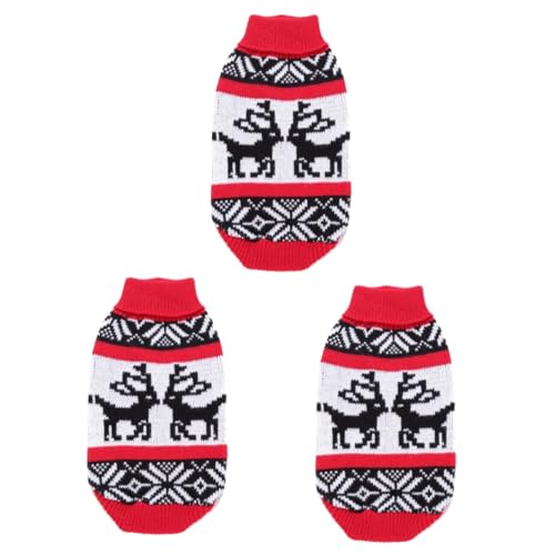 FRCOLOR 3st Weihnachts-Haustier-Outfit Kleidung Für Kleine Hunde Gestrickter Pullover Für Haustiere Hundeparty Welpen-weihnachtsmann-kostü Welpenkleidung Kleiner Hund Weihnachtskostüme von FRCOLOR