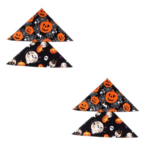 FRCOLOR 4 Stück Halloween-Haustier-dreiecksschal Hund Halstuch Geist Welpe Halstuch Halloween-Haustier-lätzchen Halloween-hundehalsband-lätzchen Welpen-Taschentuch Erdfarben Großer Hund von FRCOLOR