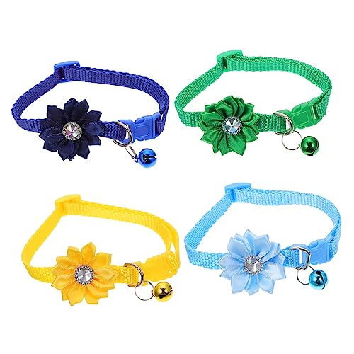 FRCOLOR 4 Stück Blumenhalsband Für Haustiere Verstellbares Haustierhalsband Kätzchen Glockenhalsband Kaninchenhalsband Zubehör Hasenornament Süßes Hundehalsband Karikatur Krawatte Pp von FRCOLOR