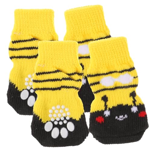 FRCOLOR 4 Stück Haustier Socken Fellpflege-katzenfußabdeckung Katzenkrallenabdeckung Kratzkatzenschuhe Süße Katzensocken Schutz Hundestiefel, Katzenstiefel Katzenpfote Winter Baumwolle von FRCOLOR