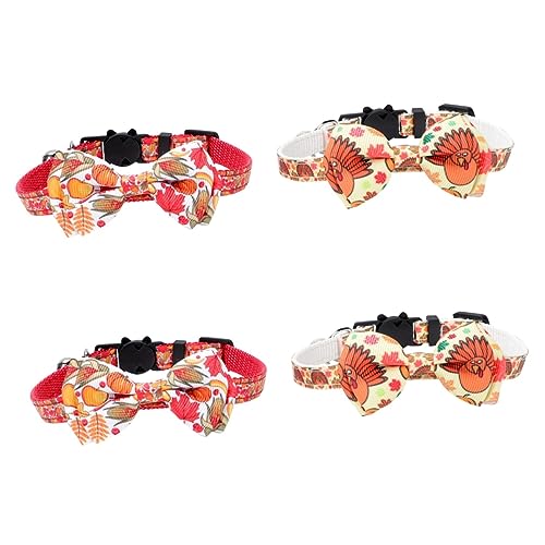 FRCOLOR 4 Stück Haustierhalsband Dekoratives Katzenhalsband Sicherheitshalsbänder Für Katzen Kleines Hundehalsband Halskette Mit Katzenband Halloween-Katze Bowknot Hündchen Plastik Seil von FRCOLOR