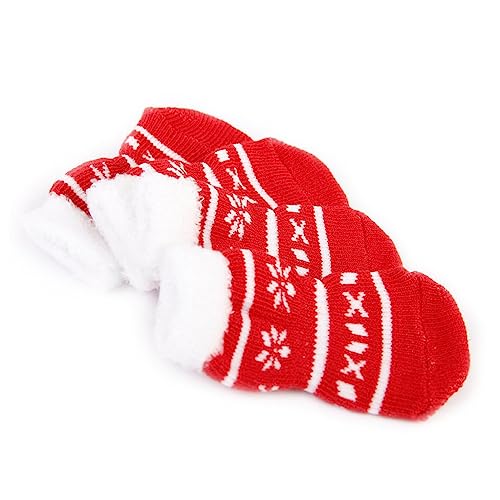 FRCOLOR Welpe 4 Stück rutschfeste untere Socken Welpen-Haustier-Socken sockenschuhe Weihnachtssocken für Haustiere Baumwollsocken für Haustiere Kleiner Hund Haustierzubehör Warmer Gürtel von FRCOLOR