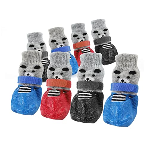 FRCOLOR 4 Stück Socken für Booties Socken für Katzen sockenschuhe wasserdichte Socken Baumwollsocken für Haustiere Hundesocken Kleiner Hund Hundepfote Schutzstiefel Haustier socken rot von FRCOLOR