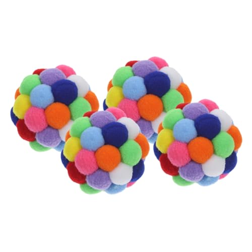 FRCOLOR 4 Stück Katzenball Schaumschwammkugeln Kratzball Für Katzen Weiche Flauschige Bälle Kratzbaum Für Kätzchen Gitter-Jingle-Kugeln Kätzchen Jagt Ball Drinnen Plüsch Kätzchen Kratzbaum von FRCOLOR